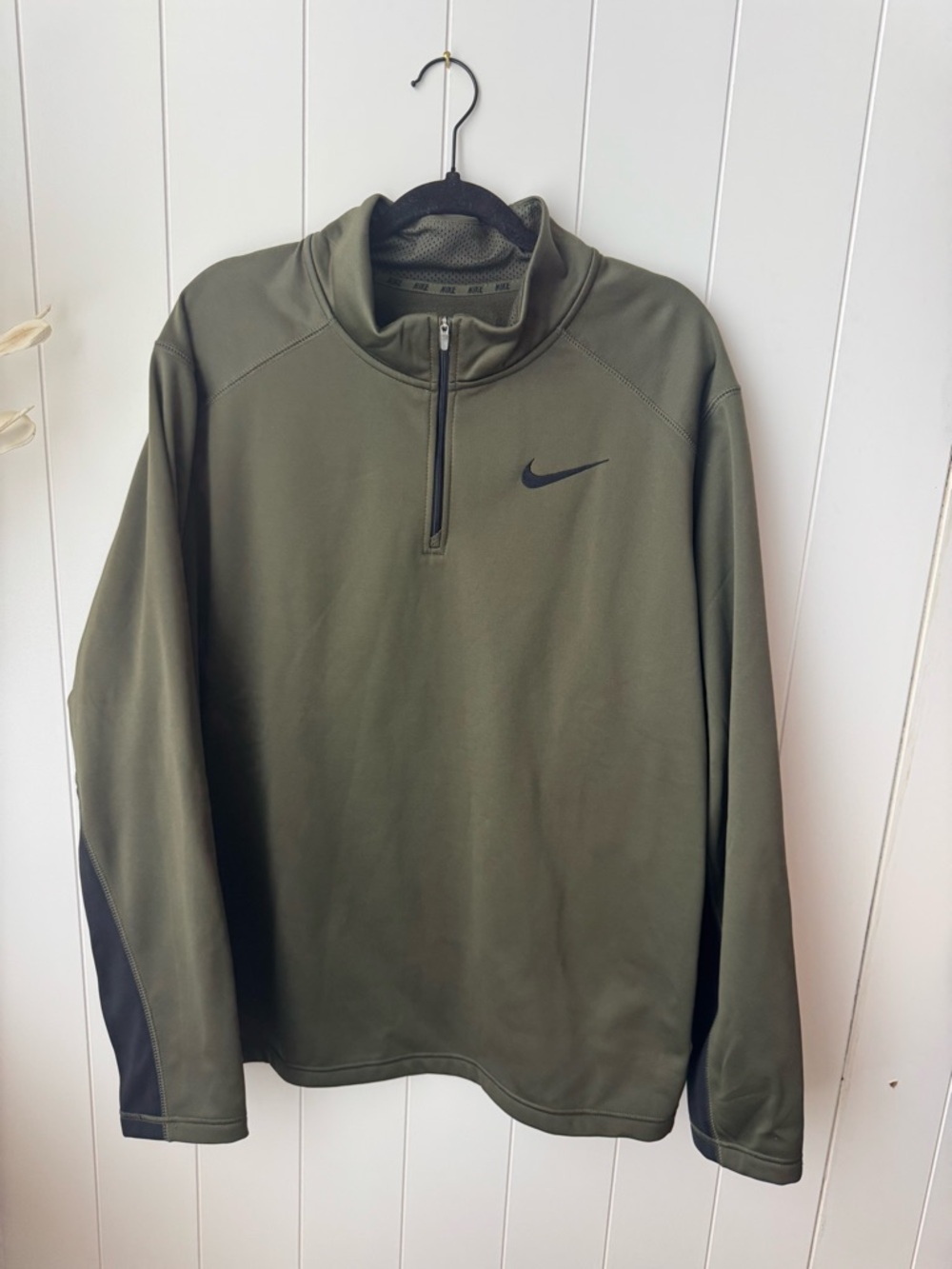 Nike Therma-Fit Mens Size XXL Green Black Trim  1/4 Zip Pullover 2X